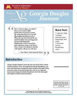 Реферат: On Georgia Douglas Johnson